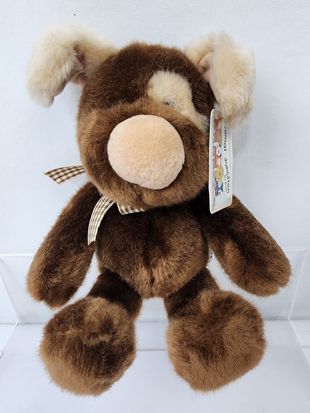 Animal Junction Russ Puppy Dog Toy "Podge" Fluffy Brown & Beige Stuffed 10" NWT